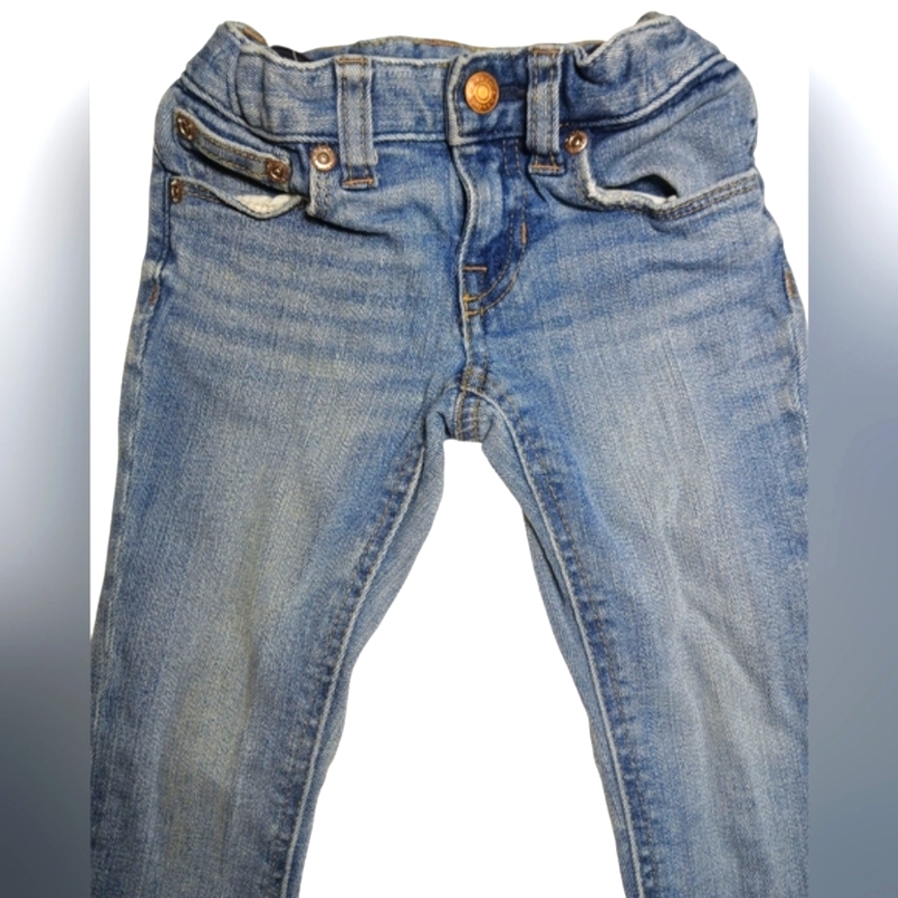 Ralph Lauren Girls Bowery Skinny Medium Wash Denim Faded Jeans Size 2T